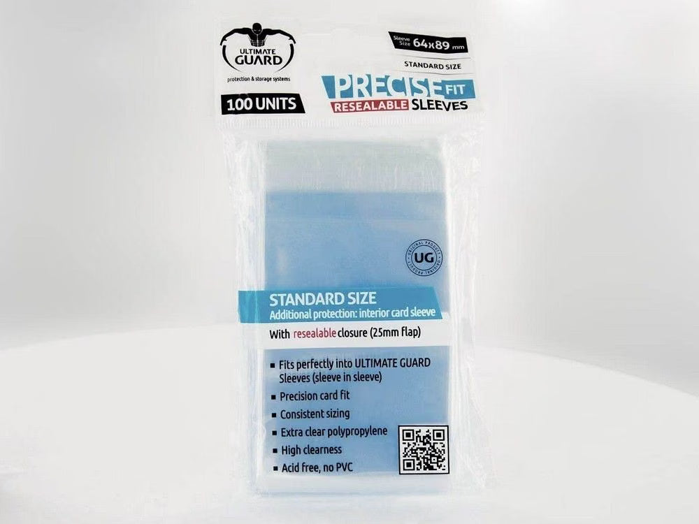 Ultimate Guard Precise-Fit Standard Size Resealable Sleeves – Transparent (100 Pack)